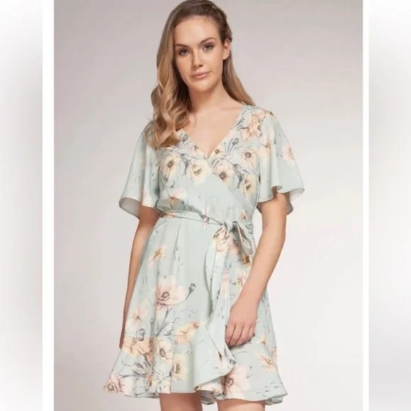 Dex Baby Blue Floral Wrap Dress - Picture 10 of 10